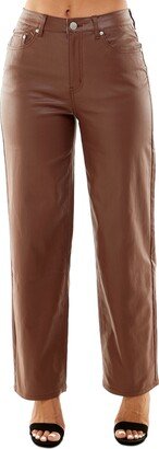 Crave Fame Juniors' 90s Faux-Leather Wide-Leg Jeans