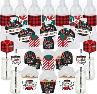 Big Dot of Happiness Christmas Pajamas - Holiday Plaid PJ Party Favors and Cupcake Kit - Fabulous Favor Party Pack - 100 Pieces