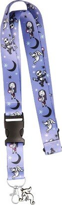 Nightmare Before Christmas Lanyard for Keys, Badge, ID - Jack and Sally Detachable Neck Lanyard Keychain with Zero the Dog Charm