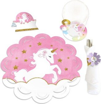 Big Dot of Happiness Rainbow Unicorn - Magical Unicorn Baby Shower or Birthday Party Paper Charger & Table Decorations Chargerific Kit for 8