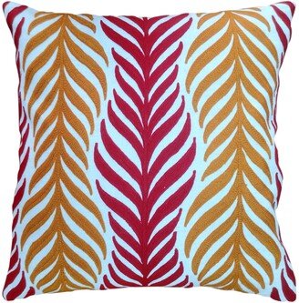 Mod Lifestyles Spice Collection Coral Leaves Crewel Embroidery Pillow, 20 X 20
