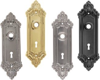 Door Trim Escutcheon Plate With Hub & Keyhole Victorian Design For Antique Doors Knobs - Stamped