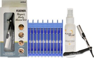 Feather Nape and Body Razor Kit by for Unisex - 3Pc Nape and Body Razor, 10 Pc of Nape Blades, 2oz. Blade Glide