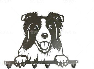 Happy Border Collie Dog Leash Holder Key Cute Puppy