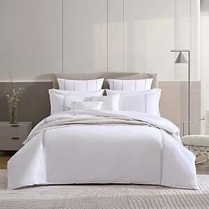 Lattice Solid White Cotton Queen Duvet Cover Bonus Set