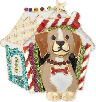 Gold-Tone Multicolor Pave Dog House Pin, Created for Macy's