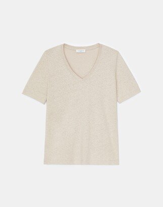 Plus Size Linen Cotton Jersey V Neck Tee