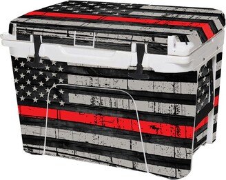 Custom Cooler Vinyl Wrap Skin Decal Fits Yeti Roadie 48 Wheeled | Cooler Not Included Personalized - Full USA Red Line Flag Patriotic
