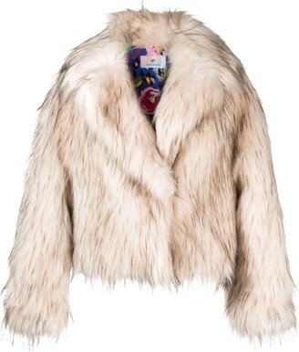 Concealed-Fastening Faux-Fur Jacket