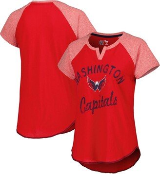 Women's Starter Red Washington Capitals Grand Slam Raglan Notch Neck T-shirt