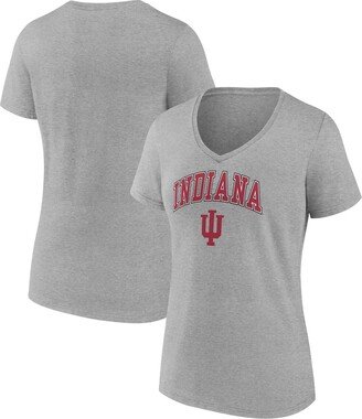 Women's Branded Heather Gray Indiana Hoosiers Evergreen Campus V-Neck T-shirt