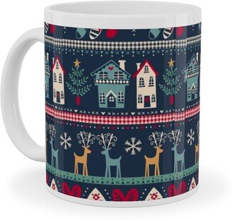 Mugs: Nordic Vintage Christmas Ceramic Mug, White, 11Oz, Multicolor