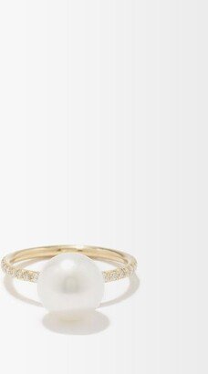 Gumball Diamond, Pearl & 18kt Gold Ring