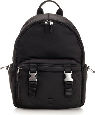 Paris Logo Plaque Zipped Backpack