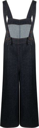 Bonded-Seams Washed Denim Dungarees