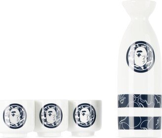 White & Blue Kamon Sake Set