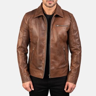 Lavendard Brown Leather Biker Jacket