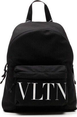 Logo Printed Zip-Up Backpack-AA