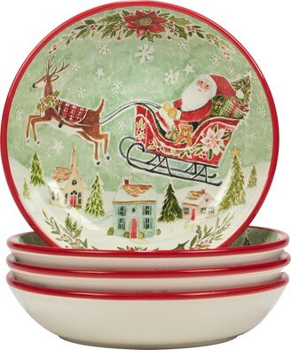 Joy of Christmas 9 Soup/Pasta Bowls, Set of 4 Assorted Designs, 38 oz, Multicolor