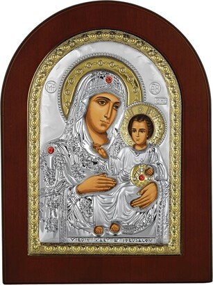 Blessed Virgin Mary Of Jerusalem With Jesus Christ - Theotokos Greek Orthodox Catholic Christian Byzantine Silver Icon