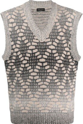 Gradient Diamond-Pattern Vest-AA