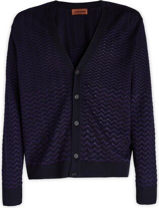 Zigzag-Printed Buttoned Cardigan