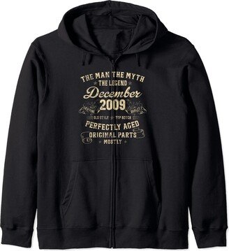 Legendary Man Birthday December Legendary Father 14th Birthday Gifts For Men Myth Legend Of December 2009 Zip Hoodie