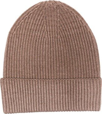 Turn-Up Ribbed-Knit Beanie-AA