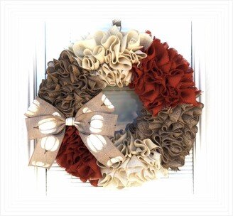 Fall Decor Wreath- Wreath - Burnt Orange Wreath Seasonal Autumn Pumpkin Housewarmings Gift