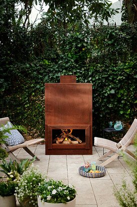 Weathering Steel Planed Outdoor Fireplace-AA