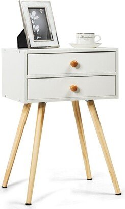 Mid Century Modern 2 Drawers Nightstand In White Sofa Side Table End Table