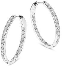 Diamond Inside Out Oval Hoop Earrings in 14K White Gold, 3.10 ct. t.w. - 100% Exclusive