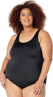 Plus Size BeanSport Scoop Neck Tanksuit (Black) Women's Swimsuits One Piece