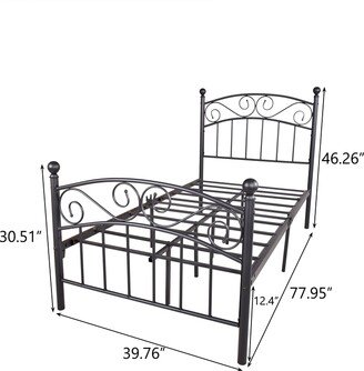 Bed Frame with Headboard and Footboard Metal Platform Bed Frame No Box Spring Needed, Twin Black