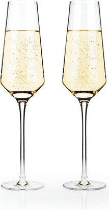 Raye Angled Crystal Champagne Flutes, Set of 2, 8 Oz