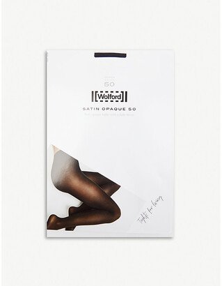 Womens Black Satin Opaque 50 Tights