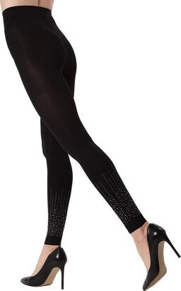 MeMoi Women's Starburst Footless Opaque Rhinestone Tights