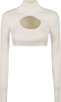 Cut-out Detail Turtleneck Cropped Sweater