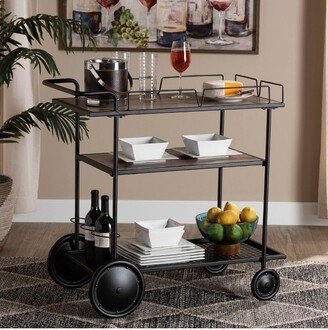 Huntley Wood and Metal Mobile Wine Cart Walnut Brown/Black