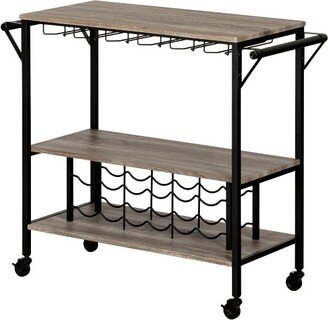 Munich Bar Cart with Wine Rack Weathered Oak/Matte Black