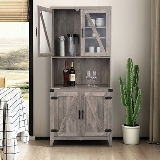 FCH High Cabinet With Eight-Character Four Doors In The Middle With Wine Glass Holder Cabinet
