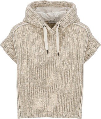 Short-Sleeved Knitted Hoodie