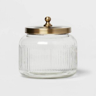 Small Glass Bath Canister Brass