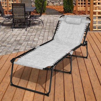 Folding Reclining Lounge Chaise 4-Position Backrest Portable-AA