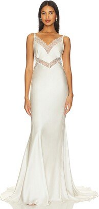 La Lune Silk Plunged Lace Maxi Dress