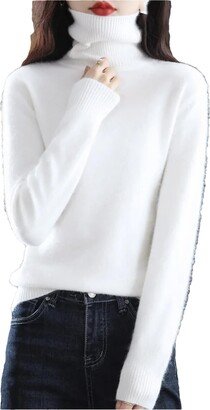 UIOKLMJH Autumn Winter Women High Neck Pullover Cashmere Sweater Knitted Soft Stylish Warm Women's Clothing White XXXL