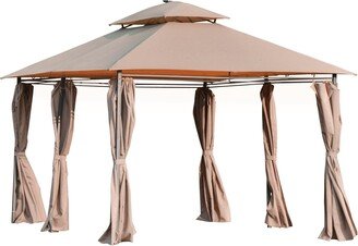 4 x 3Metre Outdoor Gazebo Canopy Garden Pavilion with LED Solar Light