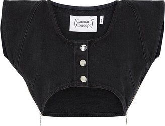 Cannari Concept Cropped Denim top - Dark Grey - 10 (UK10 / S)