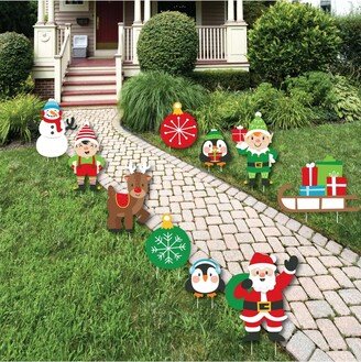 Big Dot Of Happiness Very Merry Christmas Lawn Decor - Outdoor Holiday Santa Claus Yard Decor - 10 Pc
