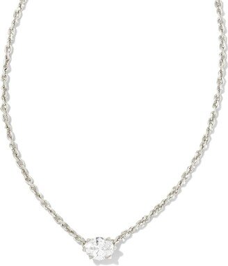 Cailin Silver Pendant Necklace in White Crystal